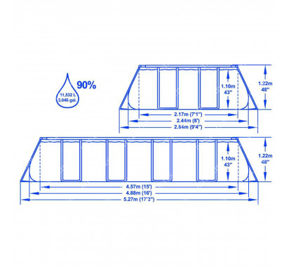 56671 Каркасный бассейн прямоугольный Bestway Rectangular Frame 4,88х2,44х1,22м